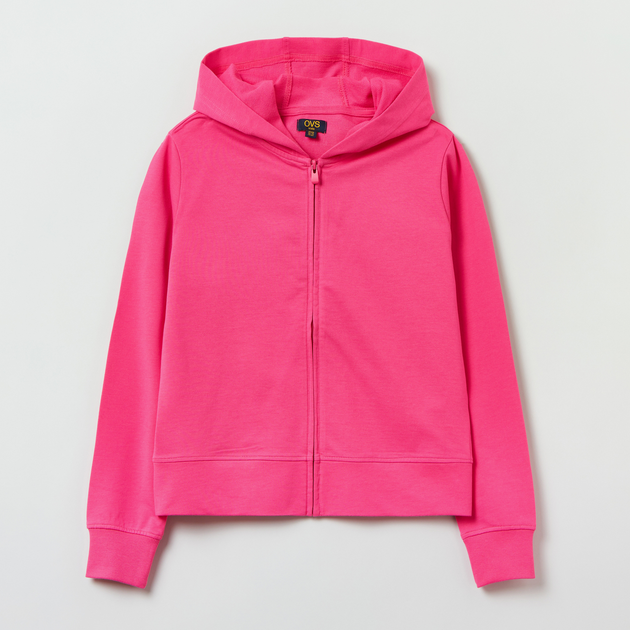 Bluza dla dziewczynki rozpinana z kapturem OVS Basic Solid Fandango Pin 1827079 164 cm Różowa (8056781665930) - obraz 1