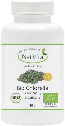 Natvita BIO Chlorella Algi 500 mg 60szt (5902096509076) - obraz 1