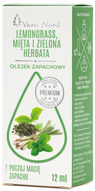 Eteryczny olejek Vera Nord Lemongrass mięta i zielona herbata 12 ml (5906948848013) - obraz 1
