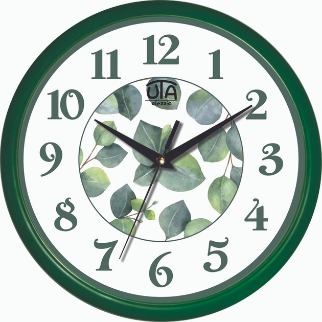 Акция на Настінний годинник UTA 01 GR 54 Зелене листя от Rozetka