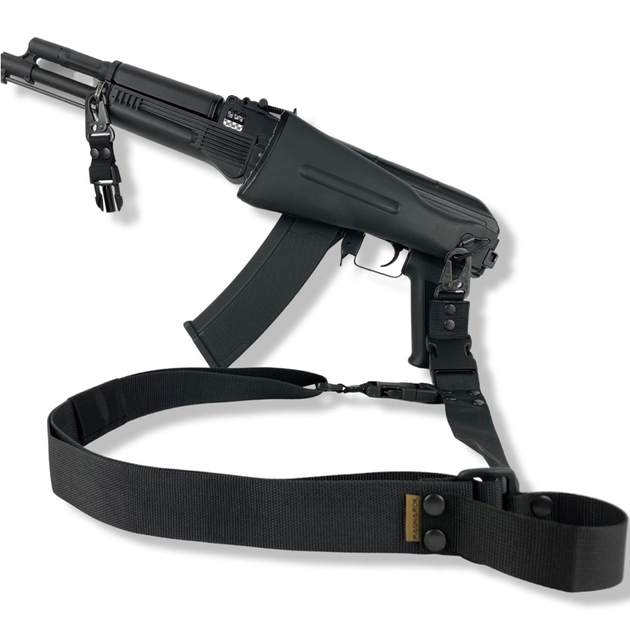 Ремень оружейный двухточечный с усиленным карабином Черный - изображение 1