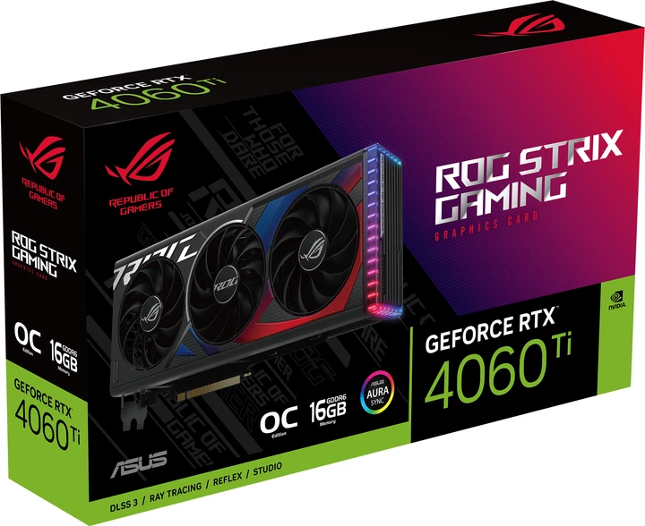 Видеокарта ASUS PCI-Ex GeForce RTX 4060 Ti ROG Strix OC Edition