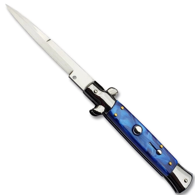 Выкидной нож стилет автомат AKC 9 с чехлом (Синий) - изображение 1