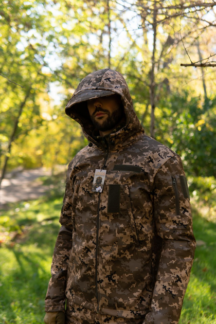Утеплена чоловіча куртка з капюшоном SoftShell на флісі піксель розмір 2XL - зображення 2