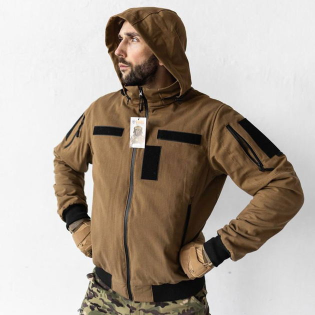 Чоловічий Демісезонний Бомбер Ріп-стоп з капюшоном / Куртка з підкладкою лаке койот розмір 2XL - зображення 2