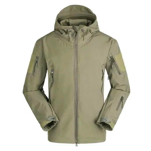 Чоловіча демісезонна Куртка з капюшоном Softshell Shark Skin 01 на флісі до -10°C олива розмір XXL - зображення 2