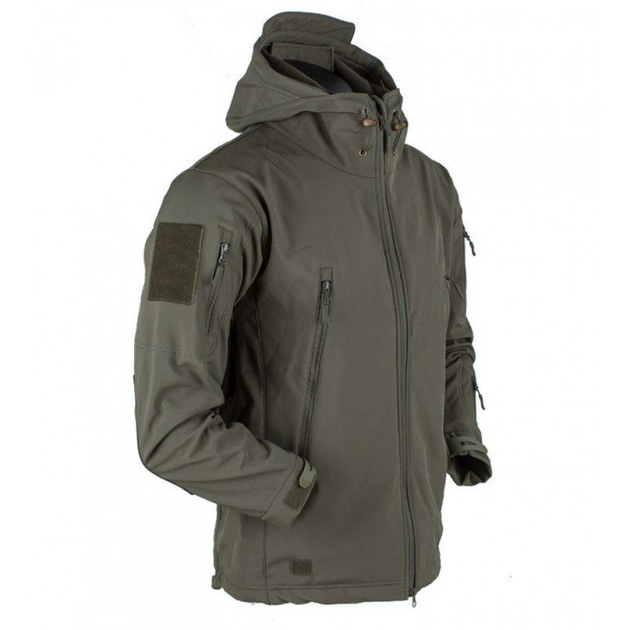 Мужская демисезонная Куртка с капюшоном Softshell Shark Skin 01 на флисе до -10°C олива размер XXXL - изображение 1