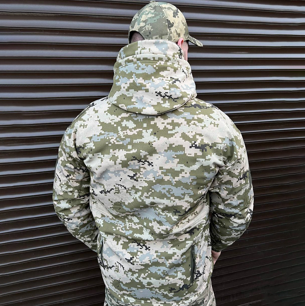 Демісезонна чоловіча Куртка Softshell на флісі з капюшоном та липучками під шеврони піксель розмір M - зображення 2