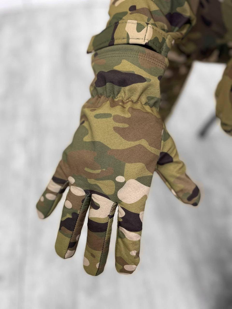 Водонепроницаемые зимние перчатки SoftShell на флисе с эластичной манжетой мультикам размер M/XL - изображение 1