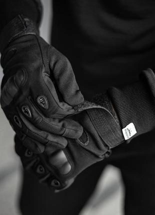 Зимние утепленные перчатки с косточками и сенсорными накладками черные размер L - изображение 2