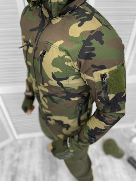 Чоловіча зимова Куртка Soft Shell з капюшоном у кольорі мультикам розмір XL - зображення 2