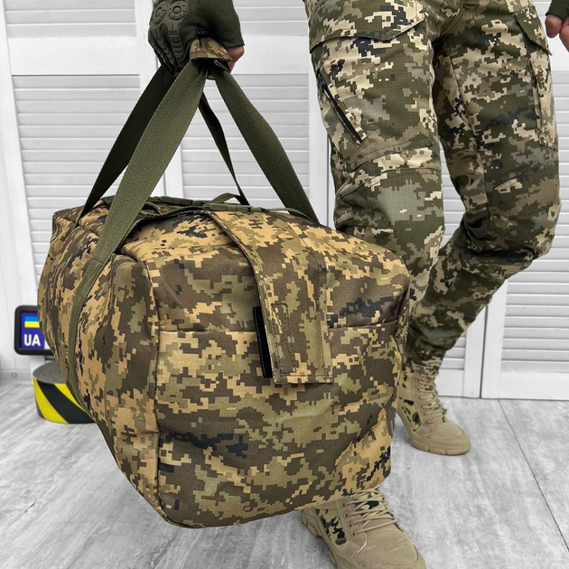 Сумка-Баул 65 л пиксель / Вещевой мешок с ремнями / Вместительный рюкзак Cordura - изображение 2