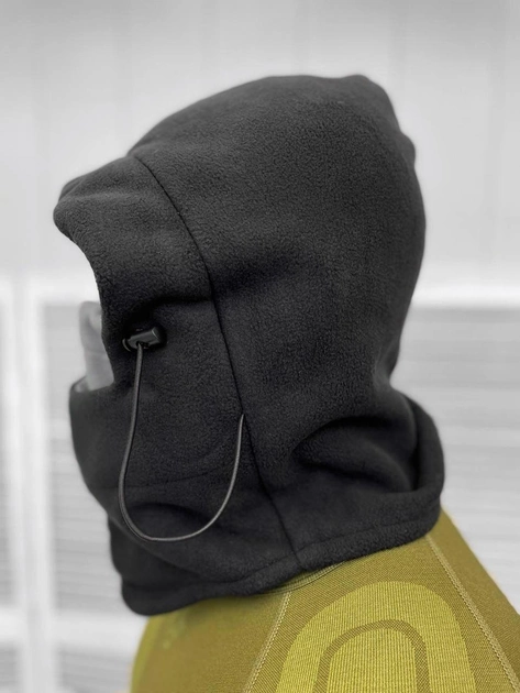 Плотный флисовый Бафф / Утепленный Накладной капюшон черный размер универсальный - изображение 2