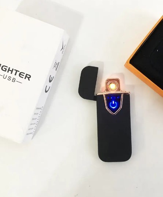 Сенсорна електрична запальничка Lighter USB, спіральна з індикацією заряду (3194) - зображення 1