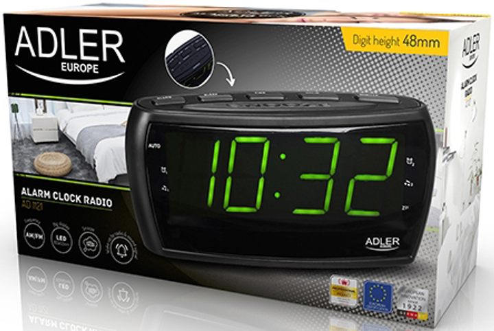 Radiobudzik Adler AD 1121 Czarne (5908256833395) - obraz 3