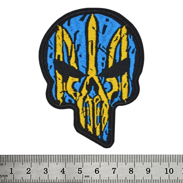 Нашивка на липучці Череп Punisher із Тризубом (жовто-блакитний) - зображення 2