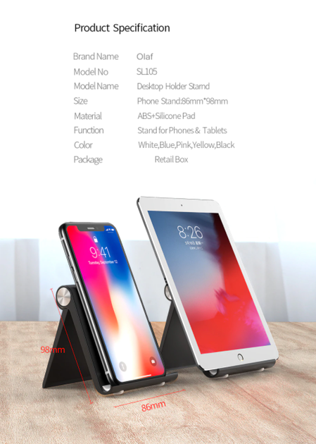 Подставка держатель на стол для мобильного телефона, смартфона, планшета Desk Holder Белый - изображение 2