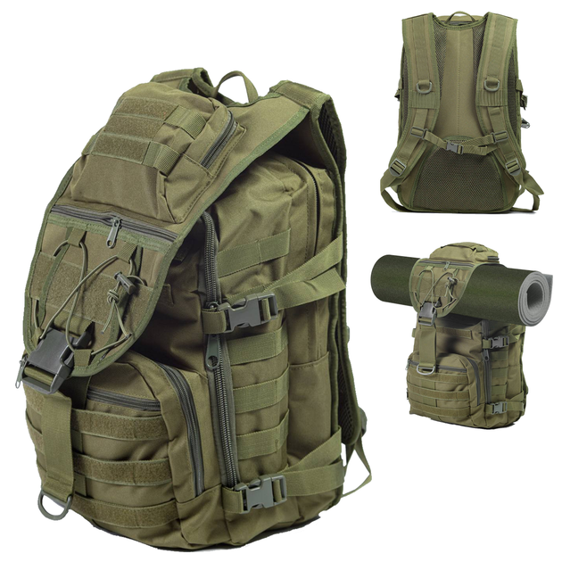 Рюкзак 30 л Cordura 1000D з дихаючою спинкою / Похідний Ранець з системою Molle олива 45х30х25 см - зображення 1