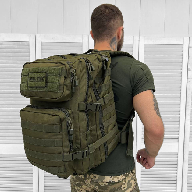 Водонепроницаемый Рюкзак Mil-tec Assault 36л с системой Molle / Прочный Рюкзак олива 53х29х28 см - изображение 1