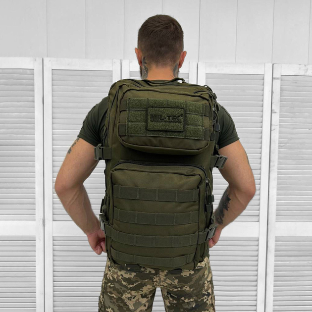 Водонепроницаемый Рюкзак Mil-tec Assault 36л с системой Molle / Прочный Рюкзак олива 53х29х28 см - изображение 2