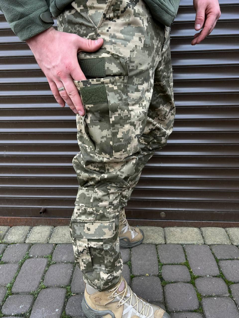 Мужские весенние брюки с накладными карманами / Крепкие водонепроницаемые Брюки пиксель размер 46 - изображение 2