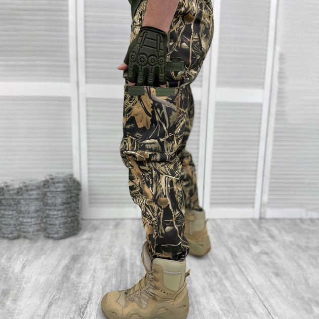 Чоловічі міцні Штани з накладними кишенями / Щільні Брюки саржа темний камуфляж розмір M - зображення 2