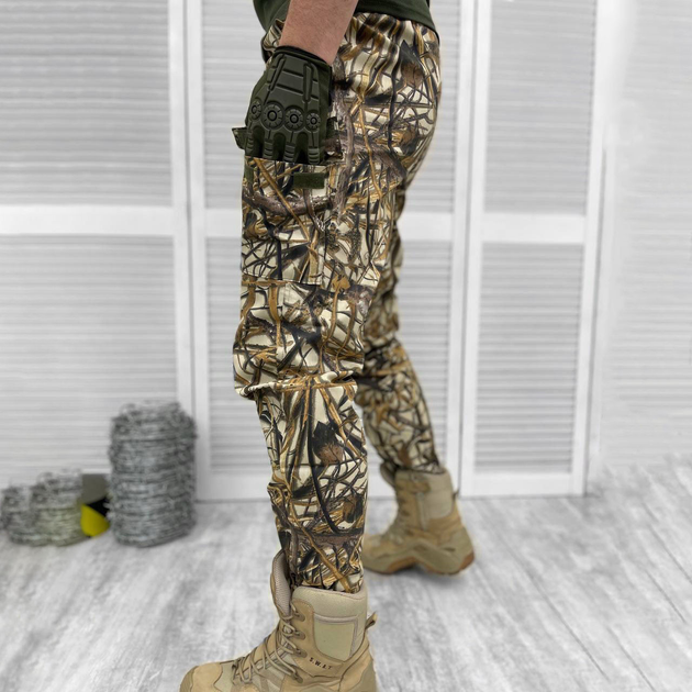 Мужские крепкие Брюки с накладными карманами / Плотные Брюки саржа светлый камуфляж размер XL - изображение 2