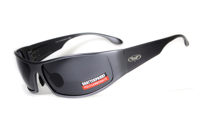 Очки защитные открытые Global Vision BAD-ASS-1 GunMetal (gray) серые в тёмной металлической оправе - изображение 1
