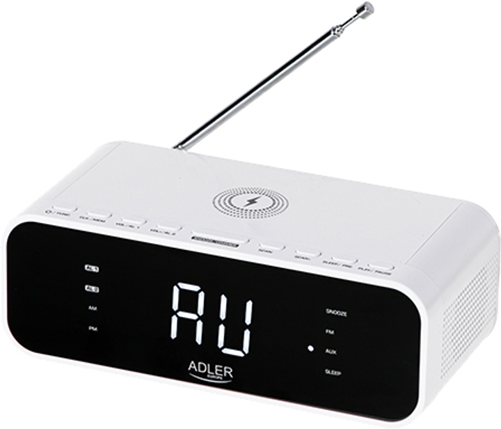 Radiobudzik Adler AD 1192W Wireless Charger White(5903887808385) - obraz 4