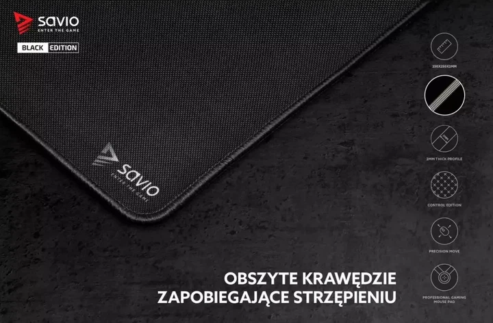 Podkładka pod mysz i klawiaturę Savio Precision Control L- Black Edition 700 x 300 x 3 mm (SAVGBEPCL) - obraz 2