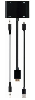 Адаптер-перехідник HDMI на HDMI/VGA+Аудіо 3.5 (A-HDMIM-HDMIFVGAF-01) - зображення 2