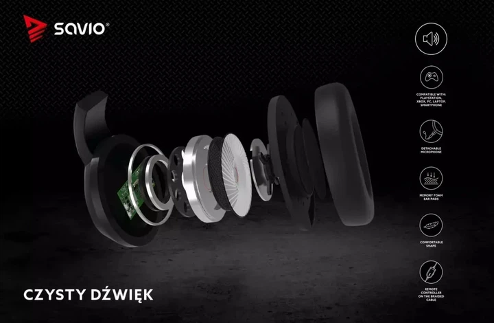 Słuchawki z mikrofonem Savio Stratus Black (SAVGH-STRATUS) - obraz 8