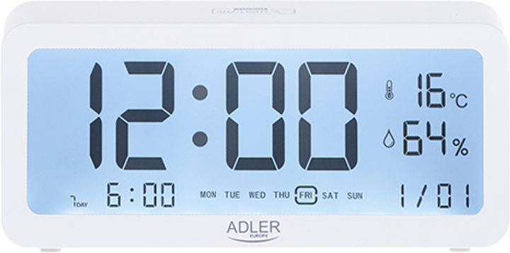Настільний годинник-будильник Adler AD 1195w White (5903887809474) - зображення 3