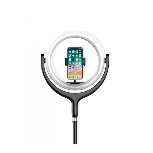 Лампа кільцева LED F-539A 26 cm 10" 96 pcs 3300K - 6000К+ holder + remote + tripod stand чорний Без бренду (770488) - зображення 2