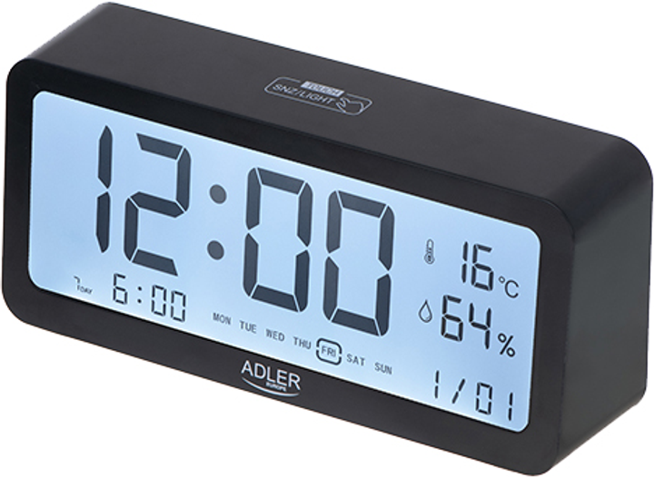 Настільний годинник-будильник Adler AD 1195b Black (5903887809450) - зображення 2