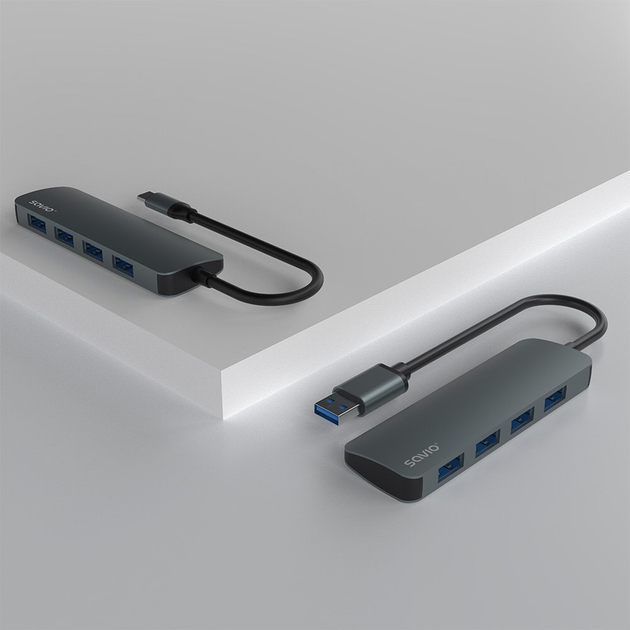 USB-хаб Savio AK-54 USB Type-C - 4 x USB Type-А Grey (SAVAK-54) - зображення 6