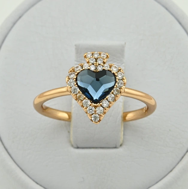 Каблучка Xuping з кристалами Swarovski 83229 ширина 11 мм колір джинсовий позолота 18К17 - Фото 2 Каблучка Xuping з кристалами Swarovski 83229 ширина 11 мм колір джинсовий позолота 18К17 - зображення 2