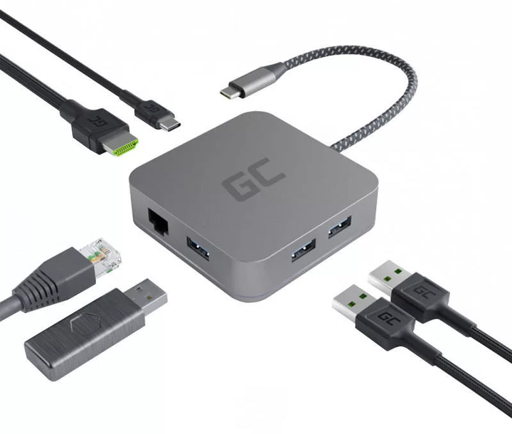 USB-хаб Greencell USB Type-C 6-in-1 (5903317224587) - зображення 2