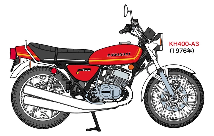 Збірна модель 1/12 мотоцикл Kawasaki KH400-A3/A4 1976/1977