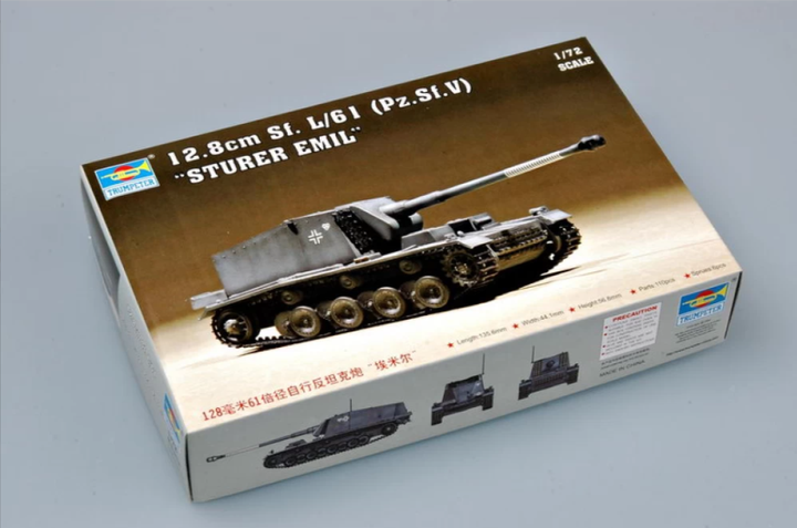 Збірна модель 1/72 танк Sturer Emil 12,8 cm Sf. L/61 Trumpeter 07210 - Фото 4 Збірна модель 1/72 танк Sturer Emil 12,8 cm Sf. L/61 Trumpeter 07210 - зображення 4