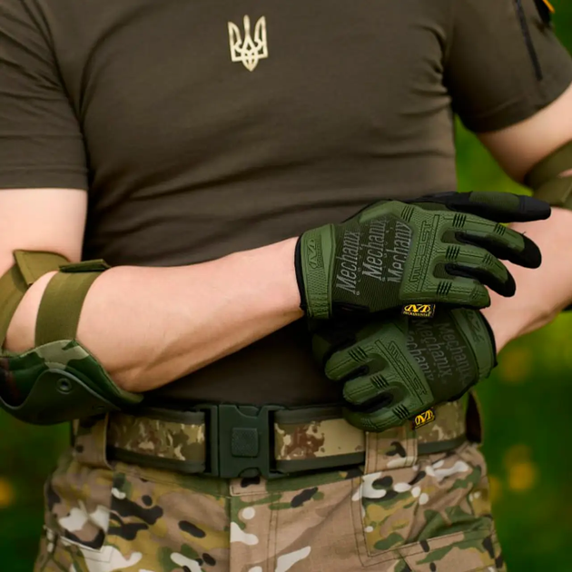 Плотные перчатки M-Pact с защитными пластиковыми накладками хаки размер M - изображение 2