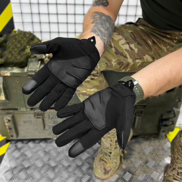 Плотные сенсорные перчатки Klaud с усиленными защитными накладками черные размер M - изображение 2