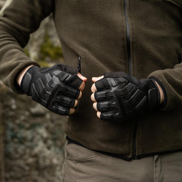 Плотные беспалые Перчатки Force с защитными резиновыми накладками черные размер XL - изображение 2