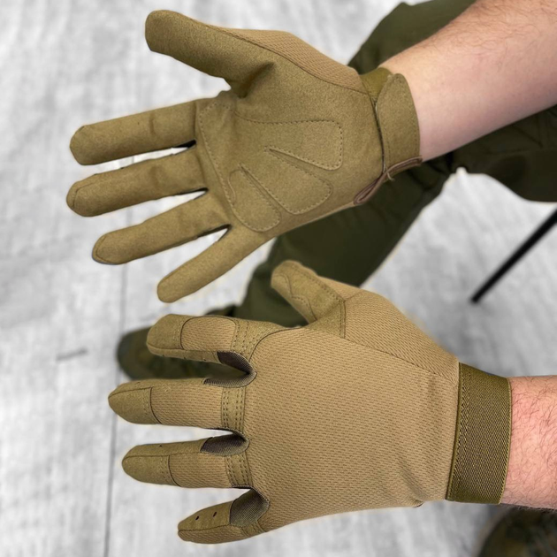 Перчатки из дышащей сетки с кожаными накладками койот размер L - изображение 1
