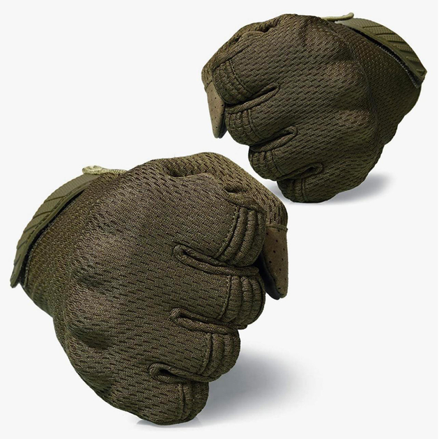 Защитные сенсорные перчатки WTACTFUL из полиэфирной сетки и с прочными TPR накладками олива размер S - изображение 2