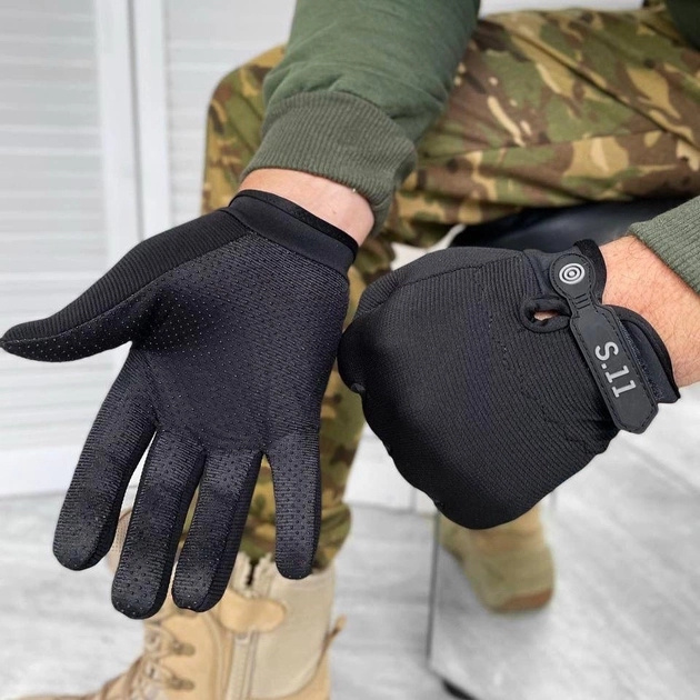 Плотные защитные перчатки с антискользящими вставками на ладонях черные размер M - изображение 1