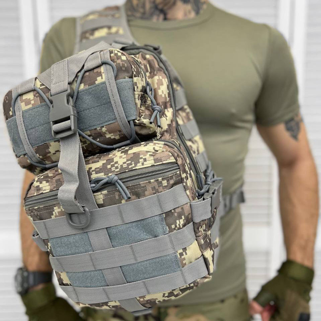 Сумка 20л с системой Molle / Вместительный однолямный Рюкзак Cordura 1000D пиксель размер 20х18х32см - изображение 1