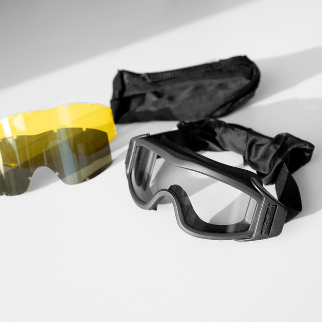 Защитные очки CamoTec Defenders с 3-мя сменными линзами и чехлом черные размер универсальный - изображение 1
