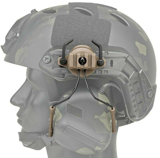 Пластиковые Адаптеры для крепления активных наушников на шлем койот 10х5 см - изображение 2