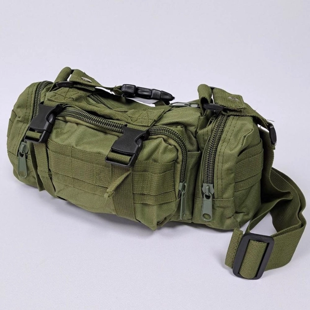 Прочная тактическая сумка через плечо мужская женская сумка военная через плечо Олива TACTICAL PRO (ZK-12) - изображение 1